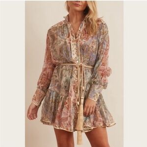 Zimmermann Silk long sleeve Lucky Bound floral mini dress size 10 Bohemian